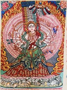 编号118-6913885：彩绘小唐卡-大白伞盖佛母（长方形·5*4CM左右）