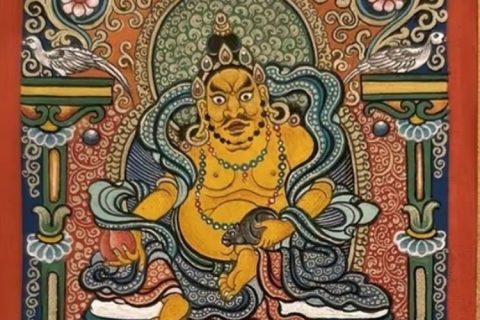 编号118-8449956：彩绘小唐卡-黄财神（长方形·5*4CM左右）