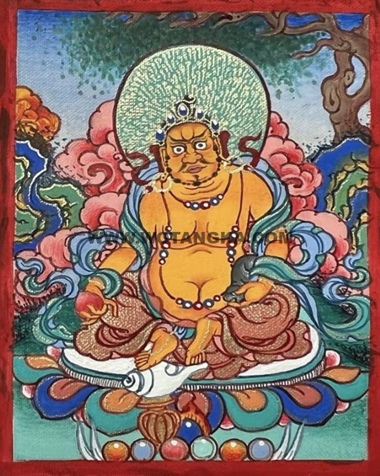 编号118-8647354：彩绘小唐卡-黄财神（长方形·5*4CM左右）