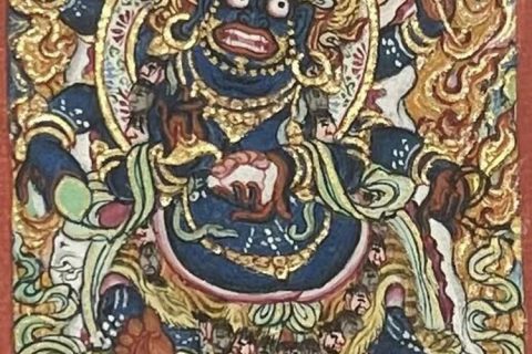 编号118-8681077：彩绘小唐卡-六臂玛哈嘎拉（长方形·5*4CM左右）