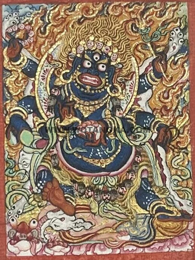 编号118-8681077：彩绘小唐卡-六臂玛哈嘎拉（长方形·5*4CM左右）