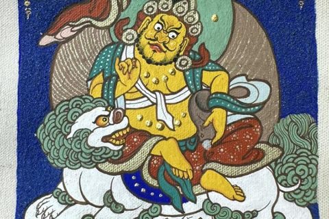 编号118-8795830：彩绘小唐卡-财宝天王（长方形·5*4CM左右）