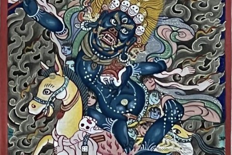 编号118-9030380：彩绘小唐卡-吉祥天母（长方形·5*4CM左右）
