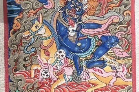 编号118-9413073：彩绘小唐卡-吉祥天母（长方形·5*4CM左右）