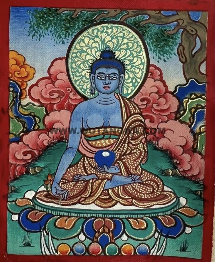 编号118-9866352：彩绘小唐卡-药师佛（长方形·5*4CM左右）
