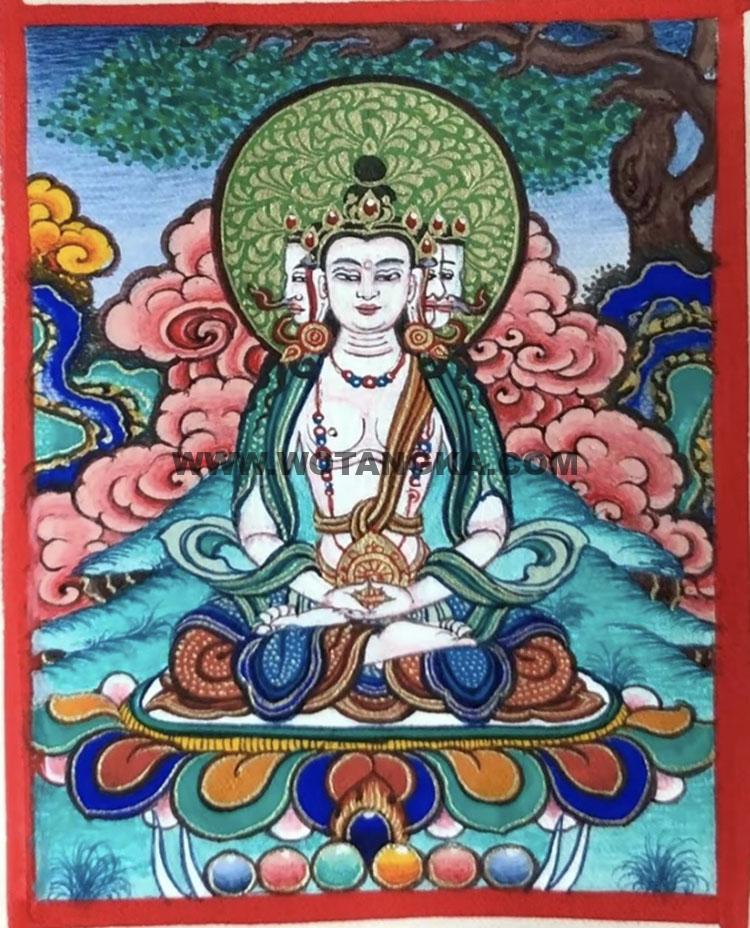 编号118-9973834：彩绘小唐卡-四面大日如来（长方形·5*4CM左右）