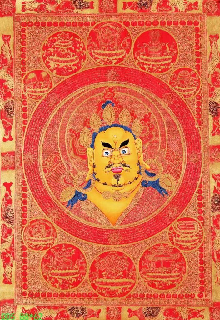 编号138-112288：红金唐卡-黄财神·佛头（88*62CM左右）