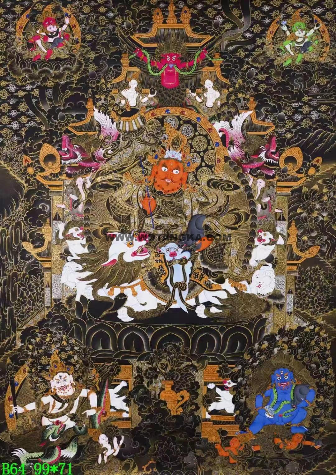 编号138-120932：黑金唐卡-财宝天王（99*71CM左右）