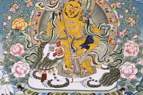编号138-126237：彩绘唐卡-财宝天王（100*71CM左右）