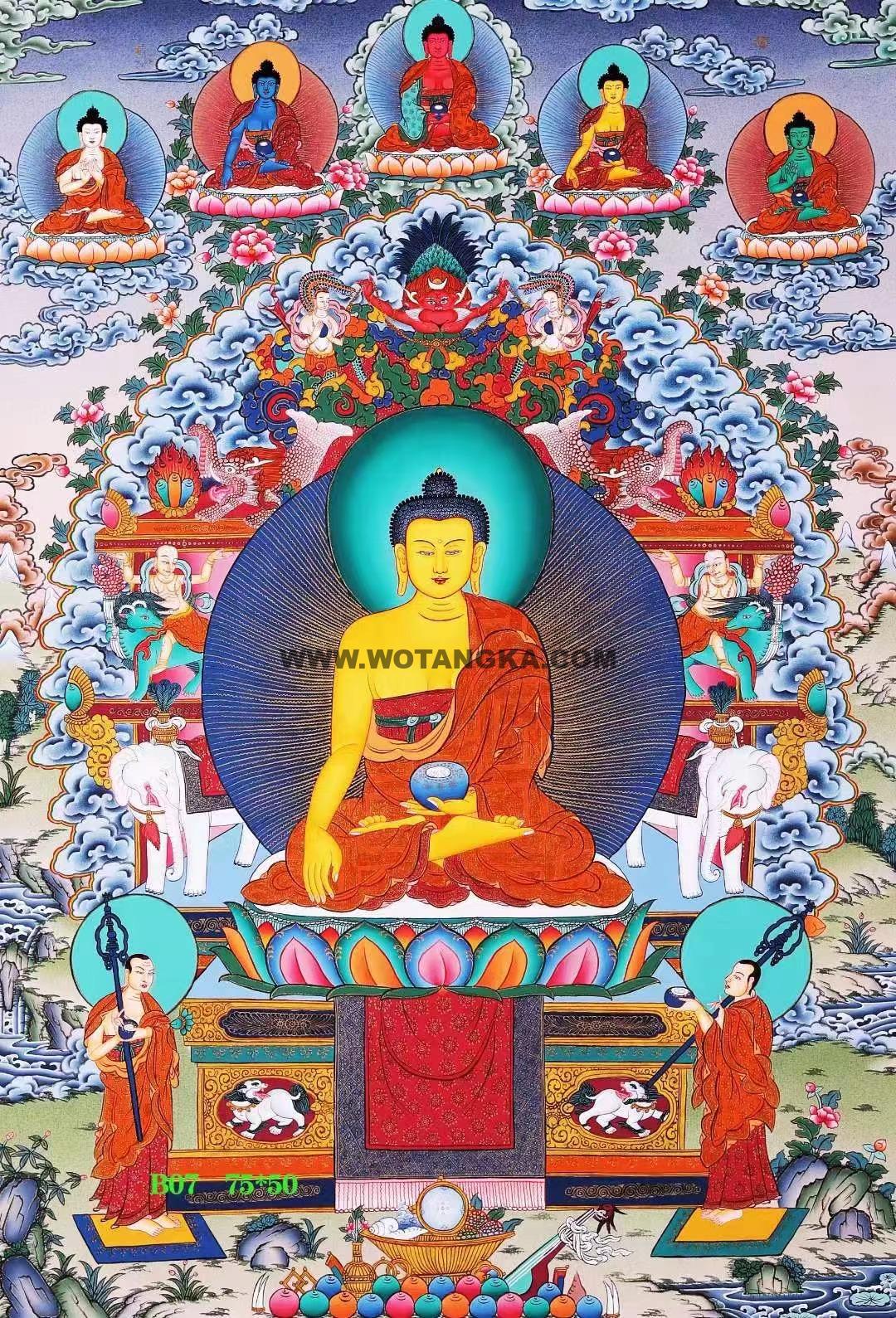 编号138-224673:彩绘唐卡-释迦牟尼佛(75*50CM左右)