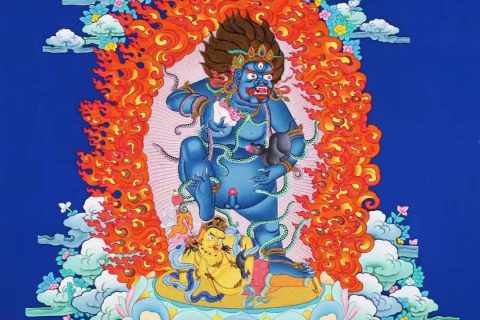 编号138-230581：彩绘唐卡-黑财神（76*51CM左右）