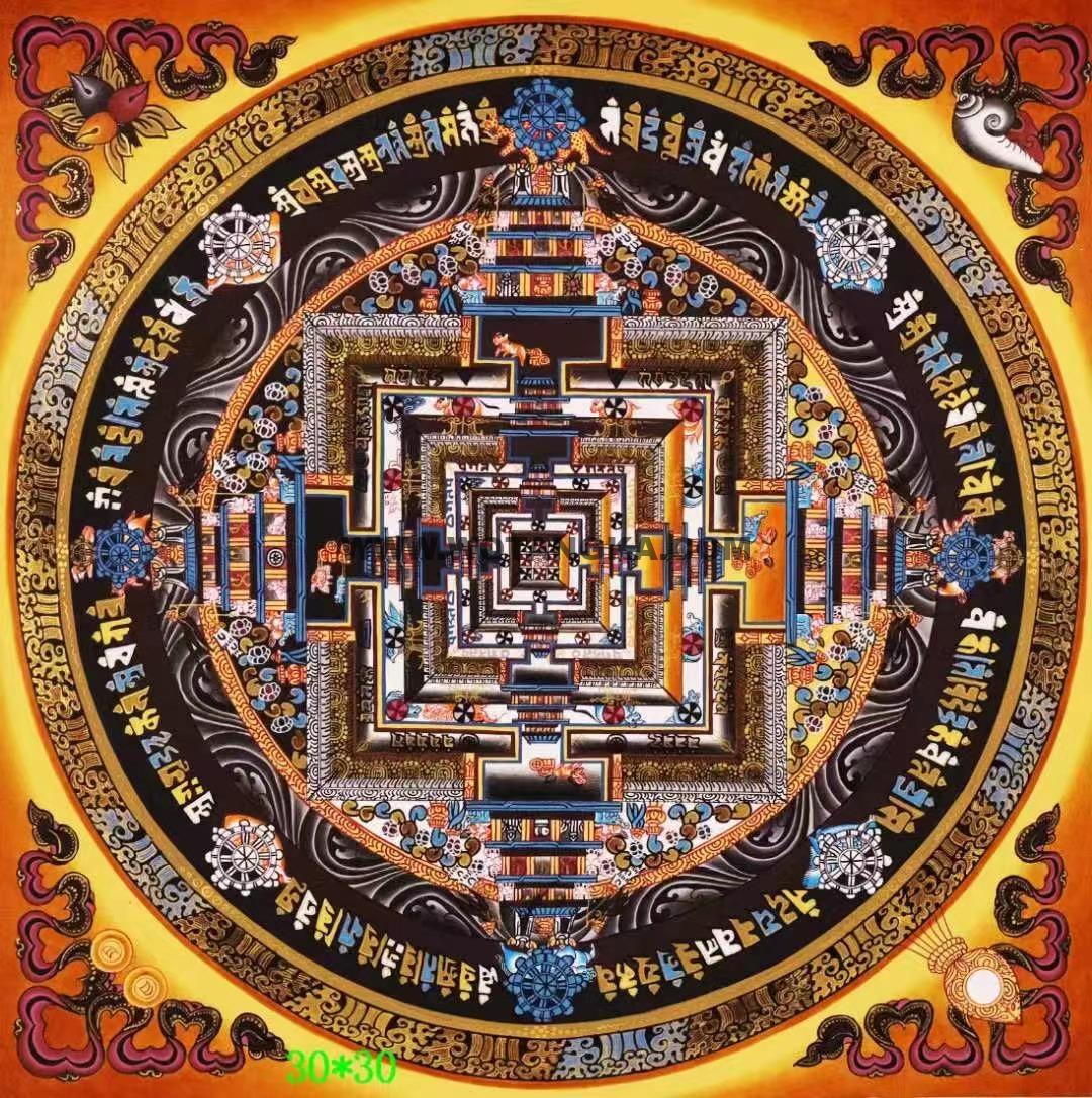 编号138-259745:彩绘唐卡-时轮金刚坛城(30*30CM左右)