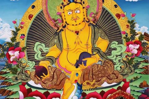 编号138-262836：彩绘唐卡-黄财神·五方财神（88*62CM左右）