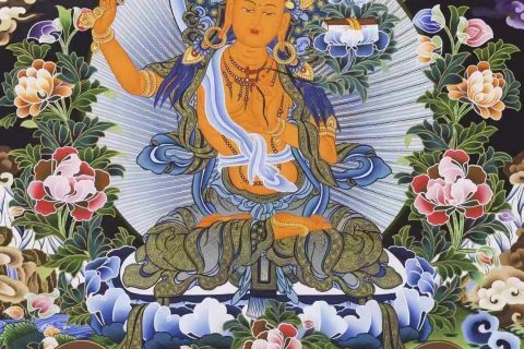 编号138-287088：彩绘唐卡-文殊菩萨（77*53CM左右）