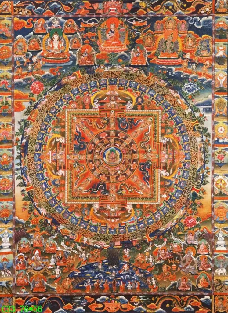 编号138-322182：彩绘唐卡-阿弥陀佛·曼茶罗坛城（76*56CM左右）