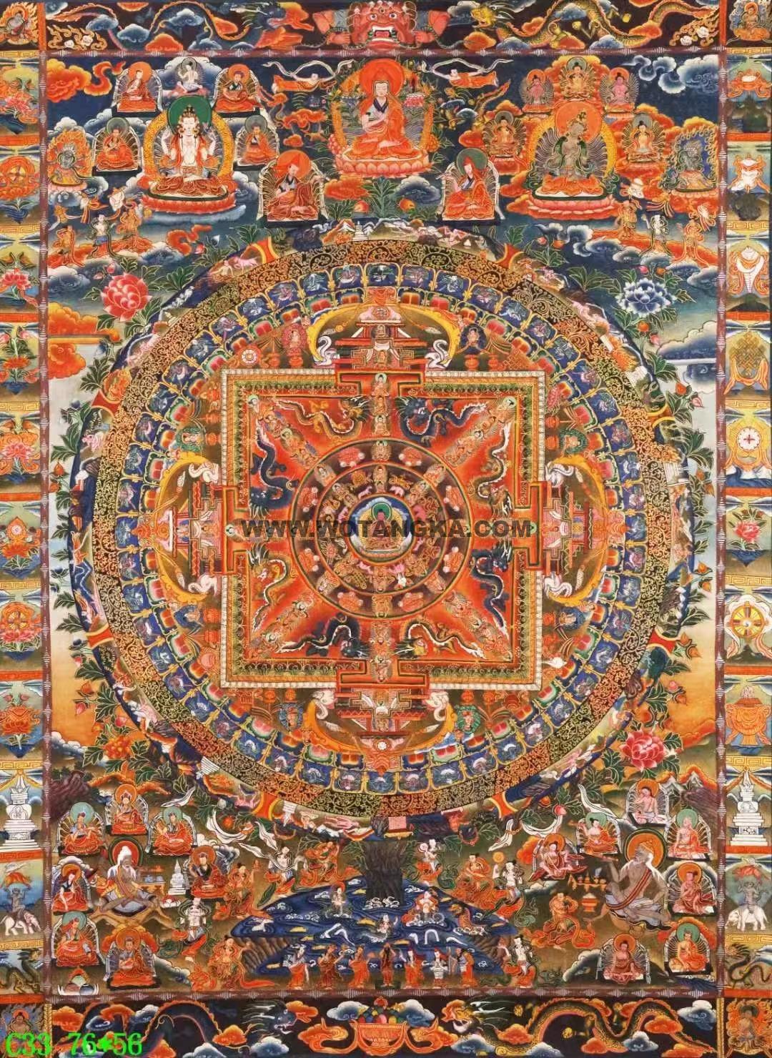 编号138-322182:彩绘唐卡-阿弥陀佛·曼茶罗坛城(76*56CM左右)