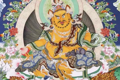 编号138-343380：彩绘唐卡-黄财神·五方财神（89*66CM左右）