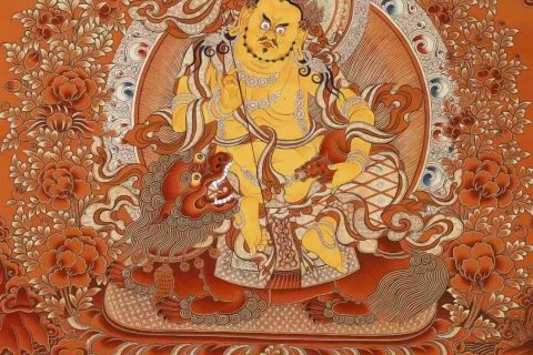 编号138-353864：红金唐卡-财宝天王（99*70CM左右）