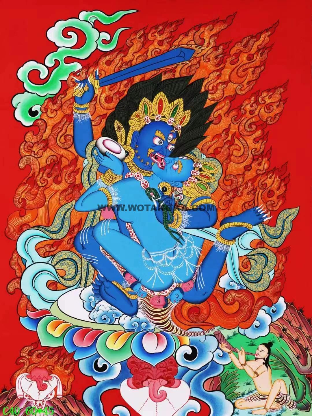 编号138-354141：红金唐卡-不动明王双身相（60*45CM左右）