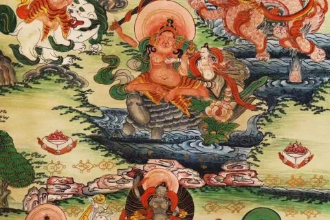 编号138-384066：彩绘唐卡-文殊菩萨（36*27CM左右）