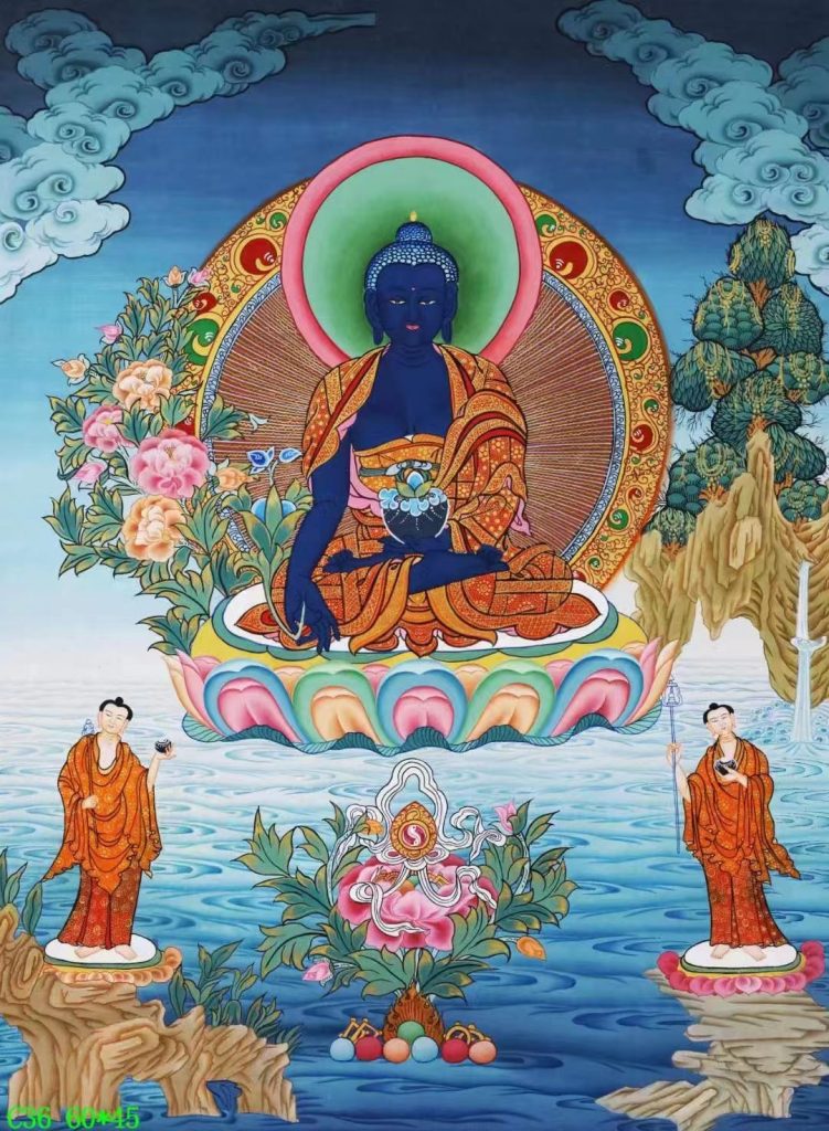 编号138-388836：彩绘唐卡-药师佛（60*45CM左右）