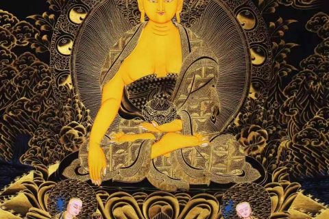 编号138-569422：黑金唐卡-释迦牟尼佛（93*64CM左右）