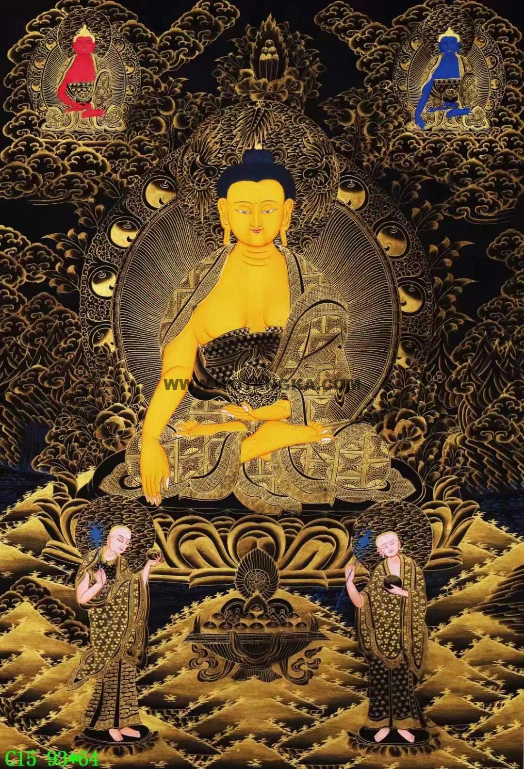 编号138-569422:黑金唐卡-释迦牟尼佛(93*64CM左右)