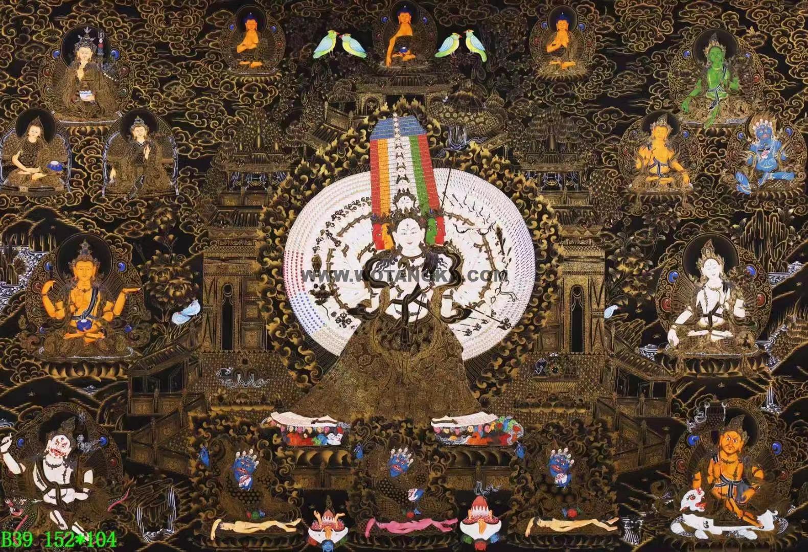 编号138-606272:黑金唐卡-大白伞盖佛母(104*152CM左右)