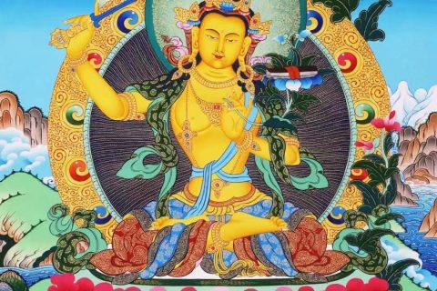 编号138-628783：彩绘唐卡-文殊菩萨（60*45CM左右）