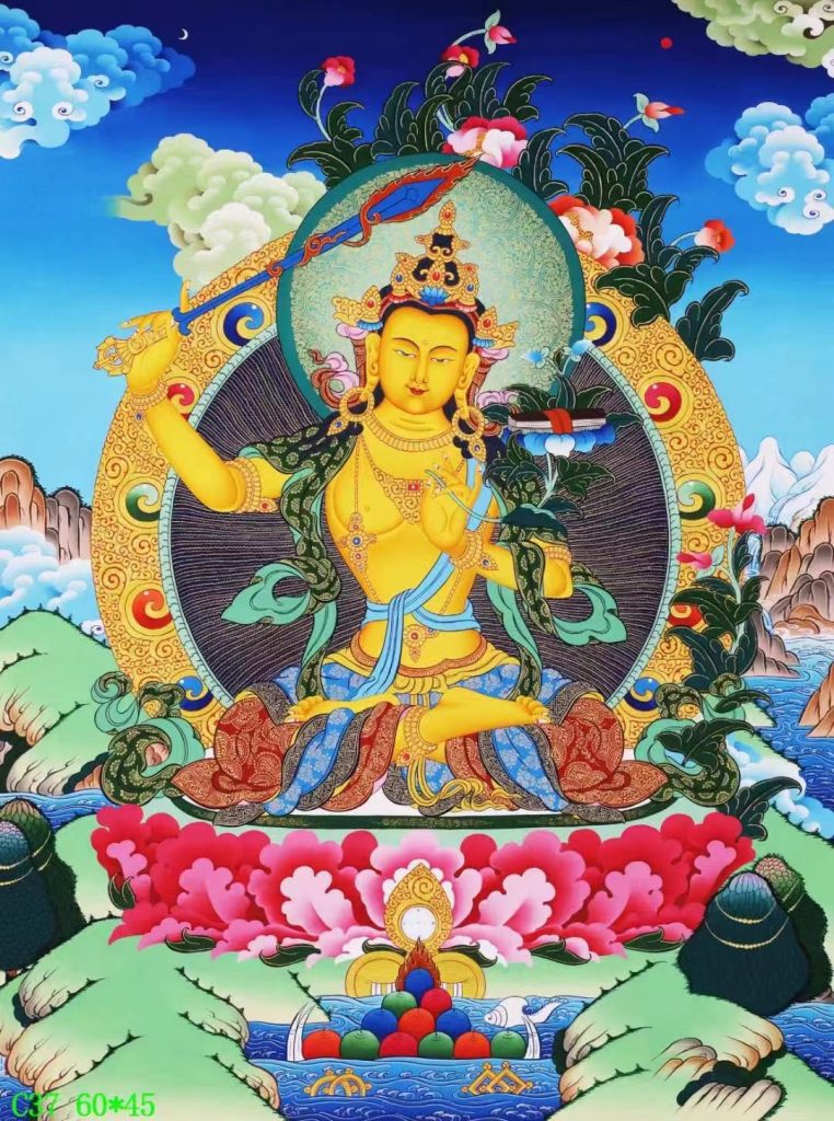 编号138-628783：彩绘唐卡-文殊菩萨（60*45CM左右）