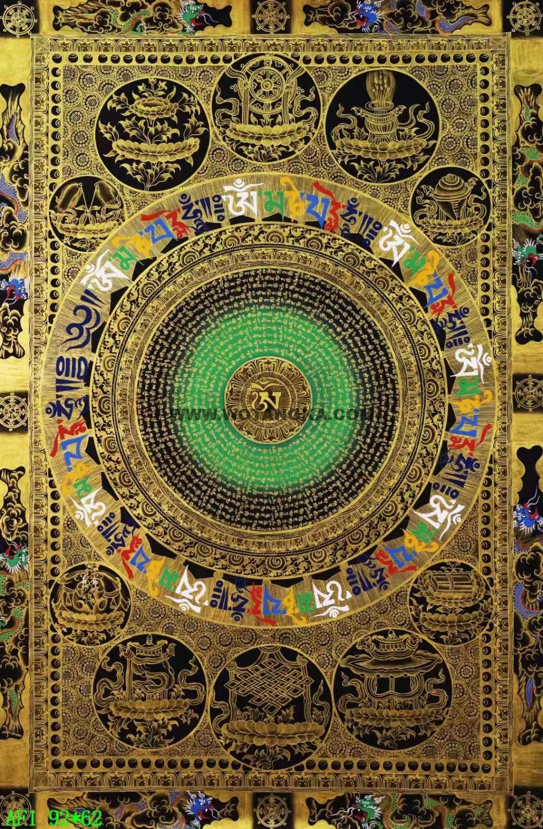 编号138-665597：黑金唐卡-吉祥八宝坛城（92*62CM左右）