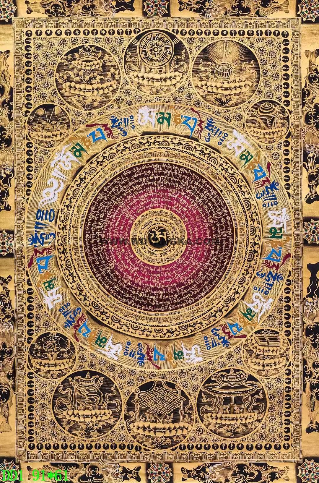 编号138-686650：黑金唐卡-吉祥八宝坛城（91*61CM左右）