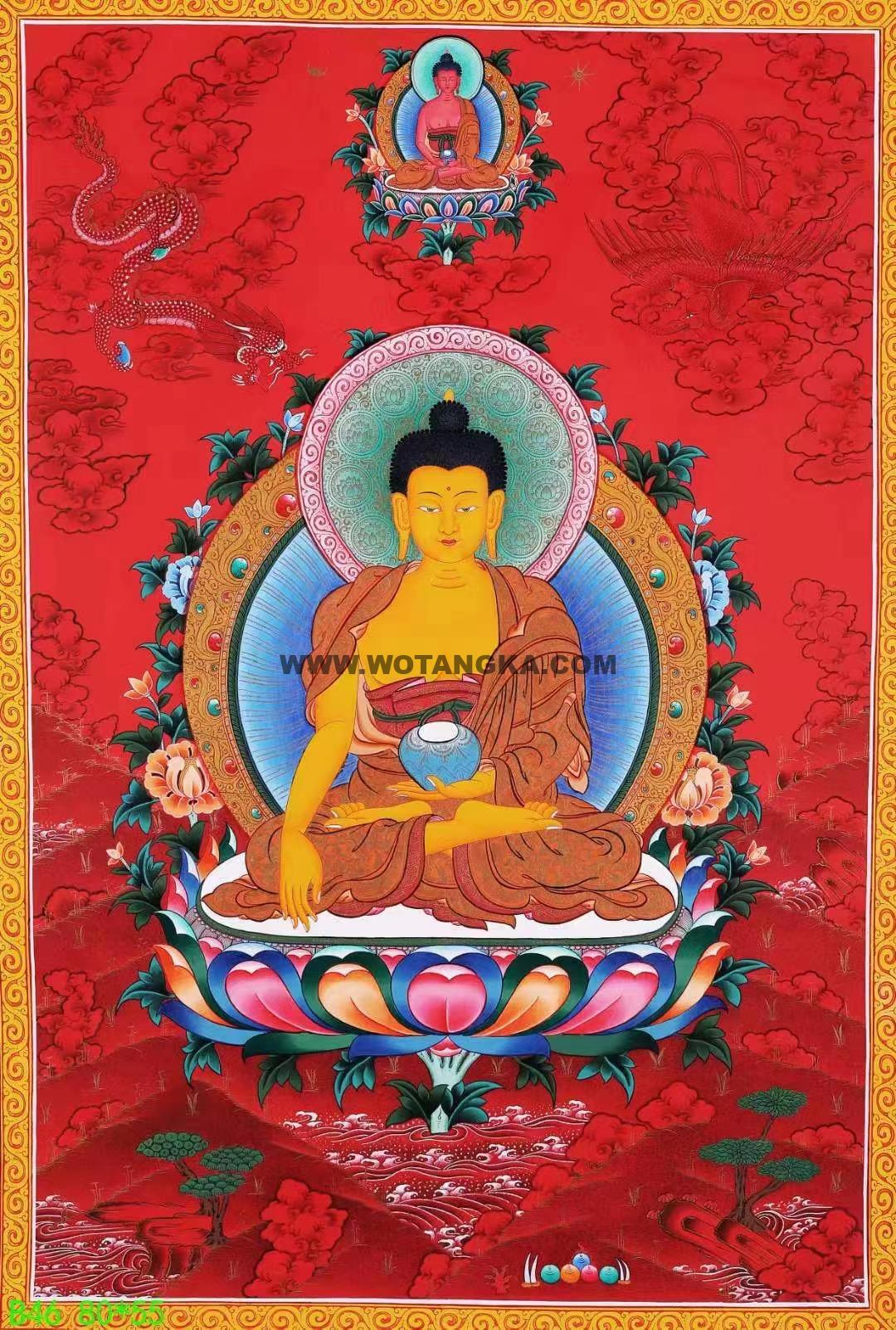 编号138-755602：红金唐卡-释迦牟尼佛（80*55CM左右）