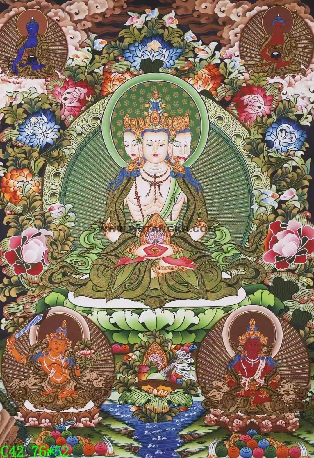 编号138-771972：彩绘唐卡-四面大日如来（76*52CM左右）