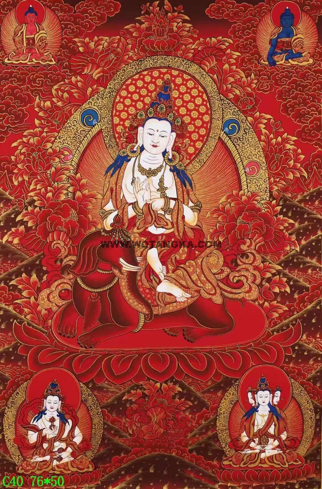 编号138-789655：红金唐卡-普贤菩萨（76*50CM左右）