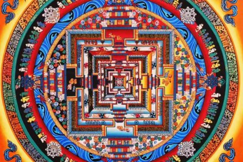 编号138-798342：彩绘唐卡-时轮金刚坛城（30*30CM左右）