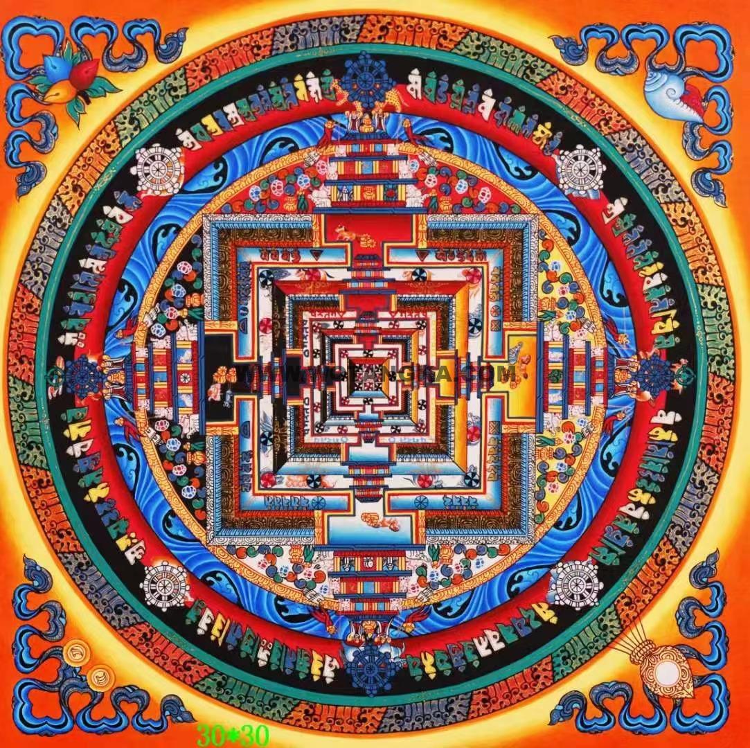 编号138-798342：彩绘唐卡-时轮金刚坛城（30*30CM左右）