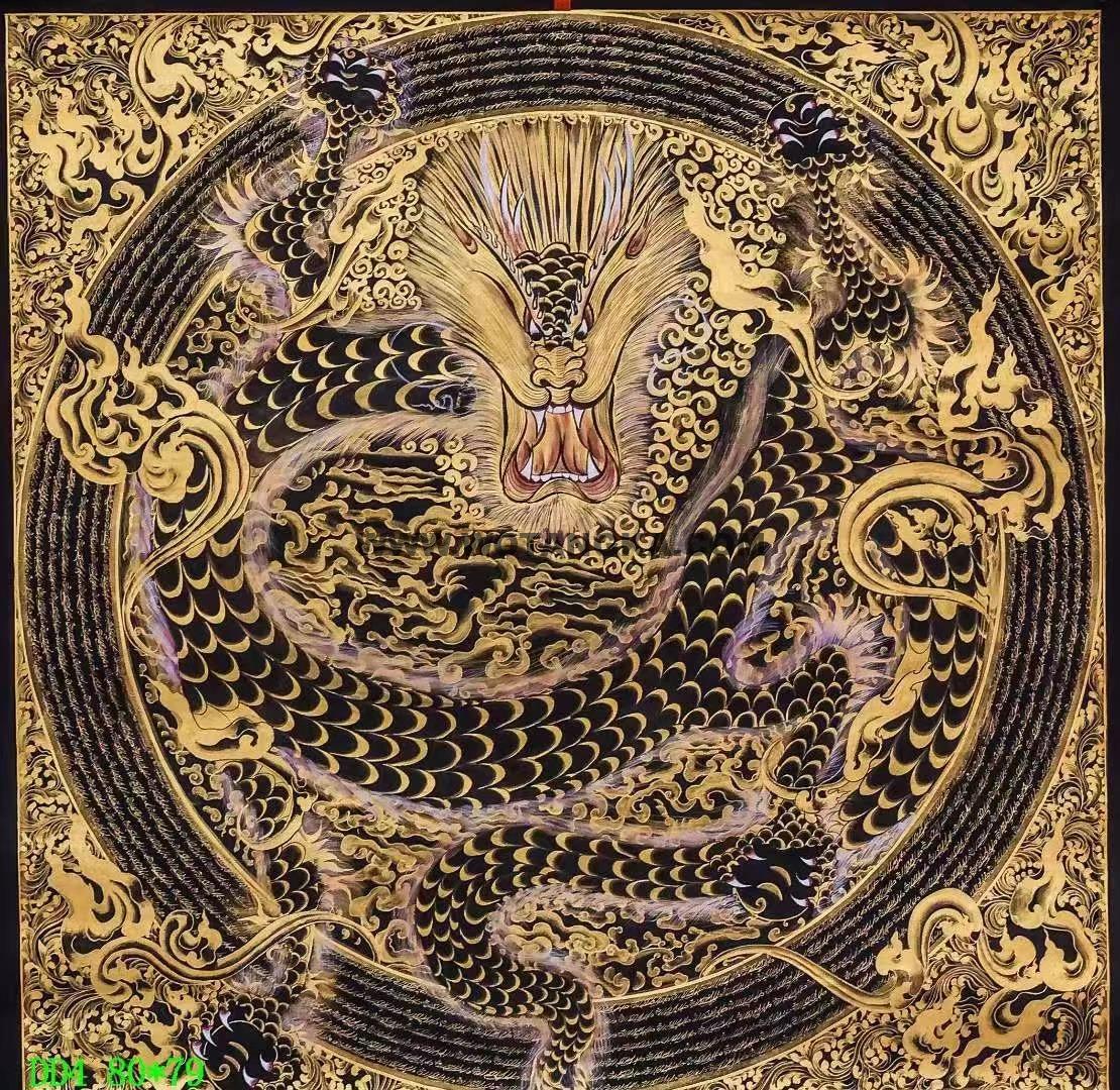 编号138-808263：黑金唐卡-龙坛城（80*79CM左右）