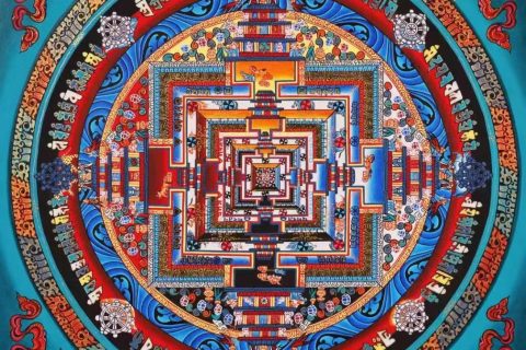 编号138-819788：彩绘唐卡-时轮金刚坛城（30*30CM左右）