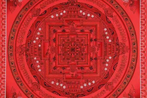 编号138-848624：红金唐卡-时轮金刚坛城（50*50CM左右）