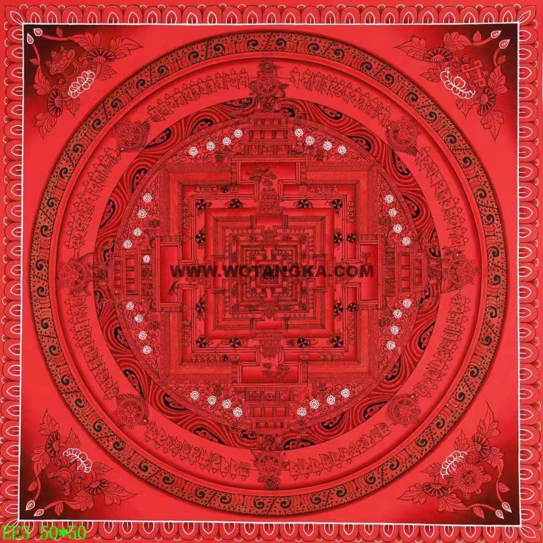 编号138-848624：红金唐卡-时轮金刚坛城（50*50CM左右）