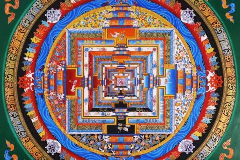 编号138-868336：彩绘唐卡-时轮金刚坛城（70*70CM左右）