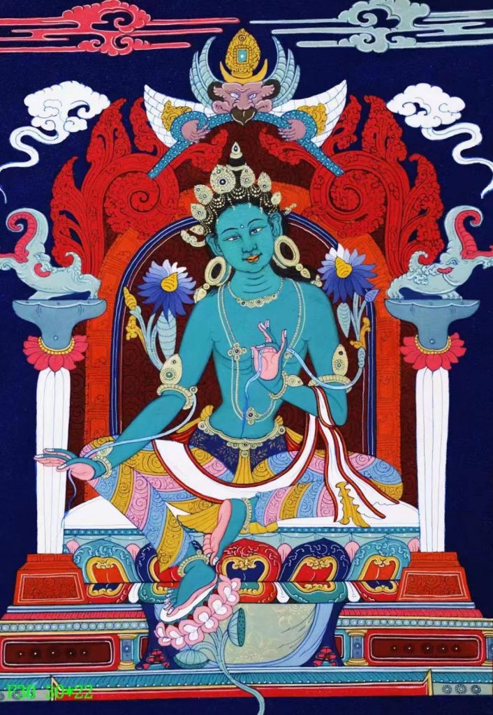 编号138-910846：彩绘唐卡-绿度母（30*22CM左右）