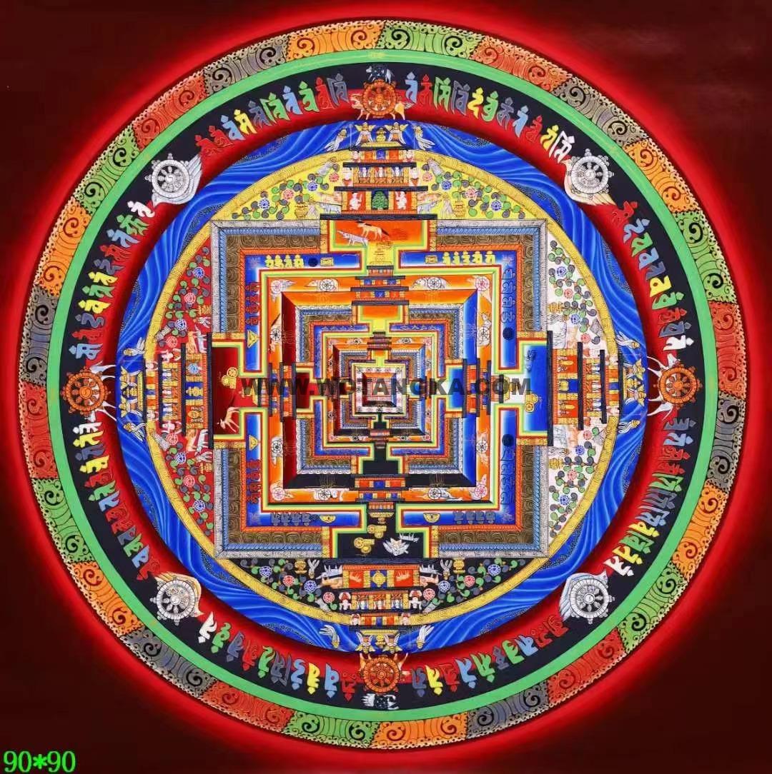 编号138-920704：彩绘唐卡-时轮金刚坛城（90*90CM左右）