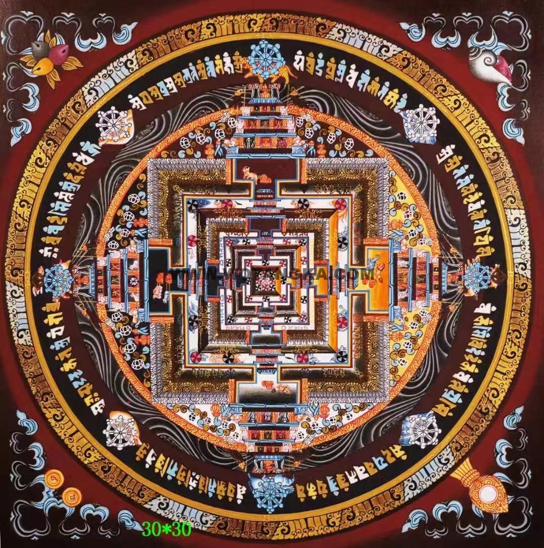 编号138-921198：彩绘唐卡-时轮金刚坛城（30*30CM左右）