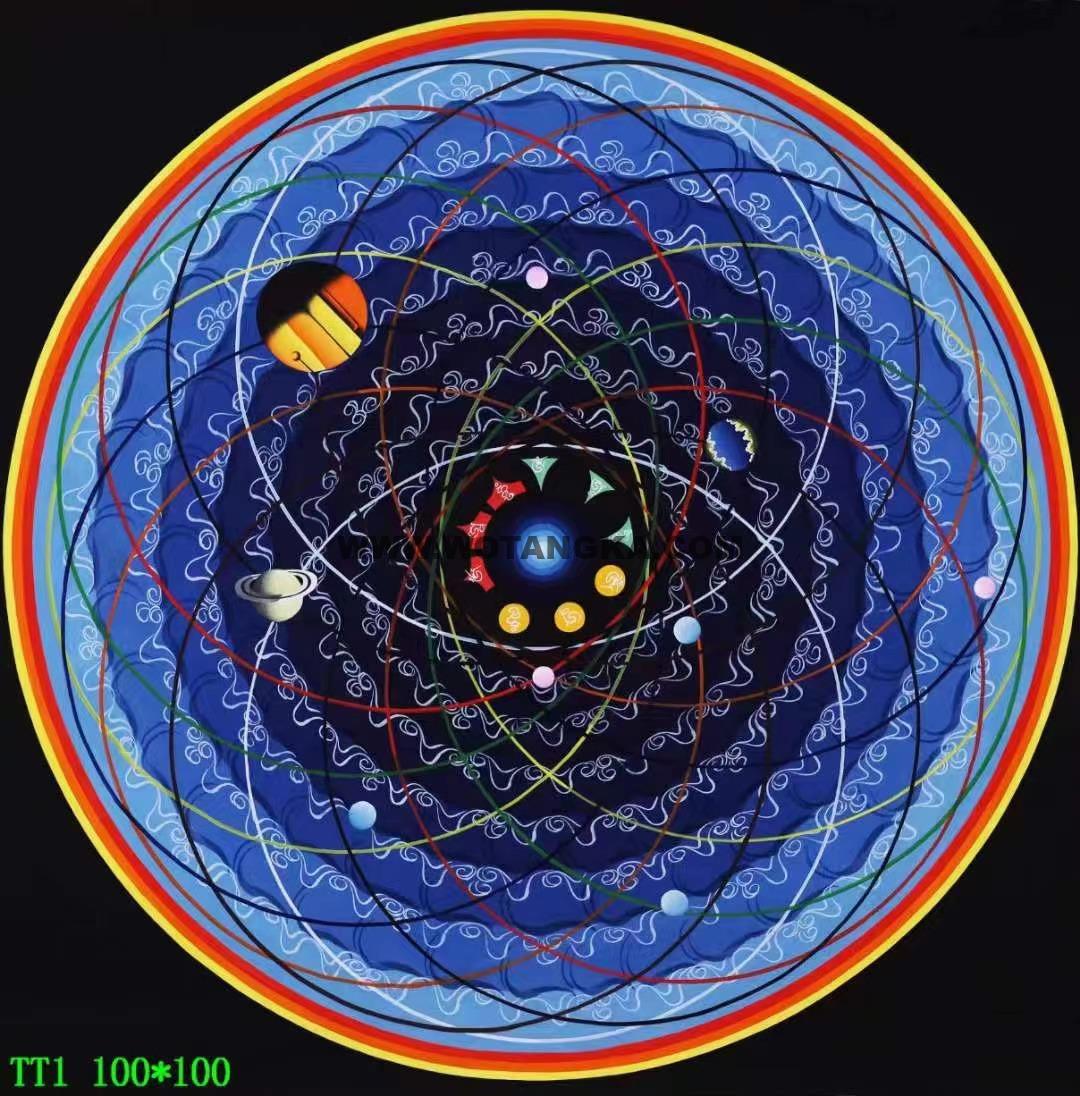 编号138-931018：彩绘唐卡-宇宙冥想坛城（100*100CM左右）