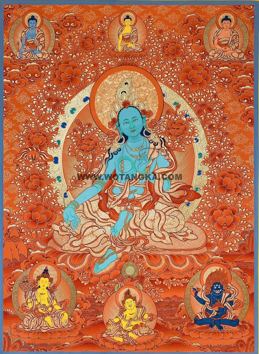 热贡-尕藏·画院：红金唐卡-绿度母（80*60CM左右）