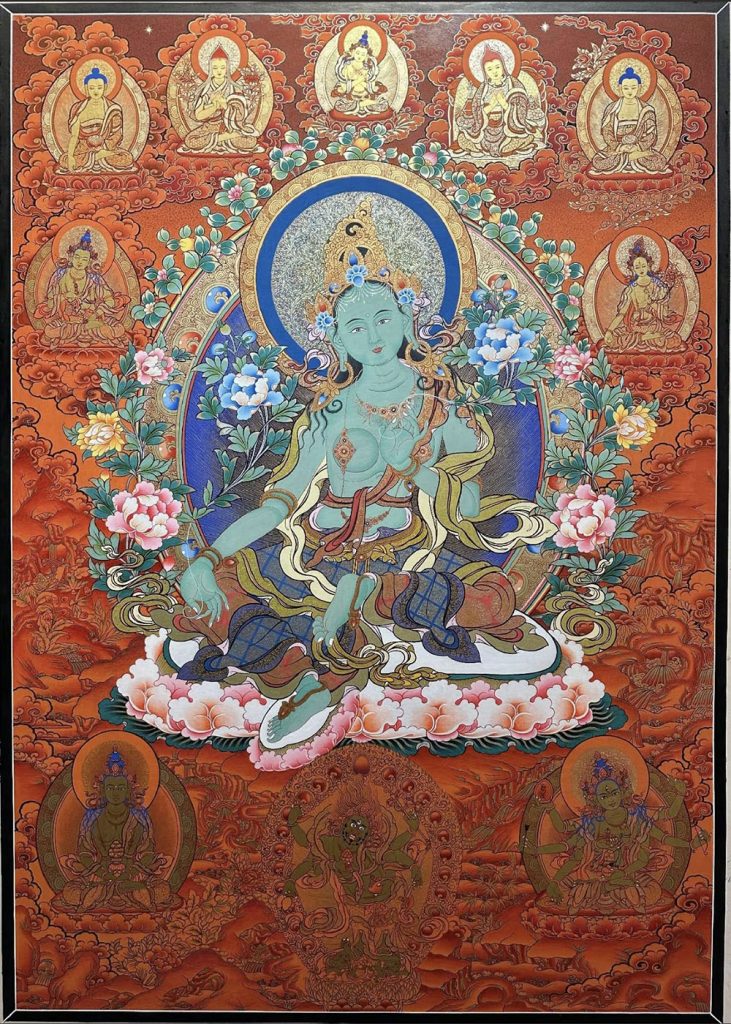 编号188-175277：红金唐卡-绿度母（100*70CM左右）