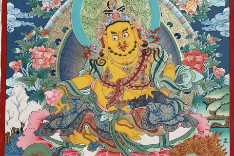 编号188-298499：彩绘唐卡-黄财神·五方财神（100*70CM左右）