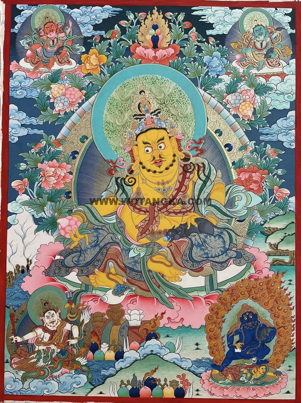 编号188-298499:彩绘唐卡-黄财神·五方财神(100*70CM左右)